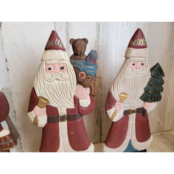 Wooden Santa Claus set tree toy sack figure Xmas decor - Picture 5 of 10